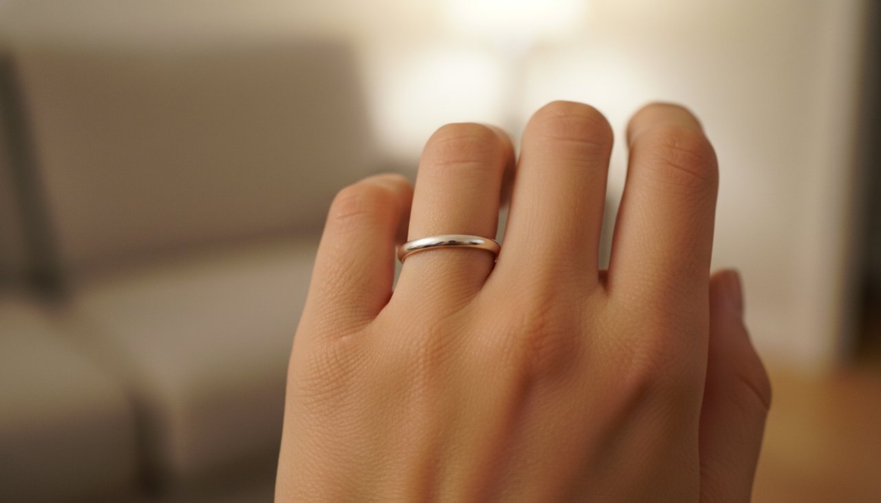 Silver Jewelry Warm Reflection Soft glow of a silver ring under warm indoor lighting